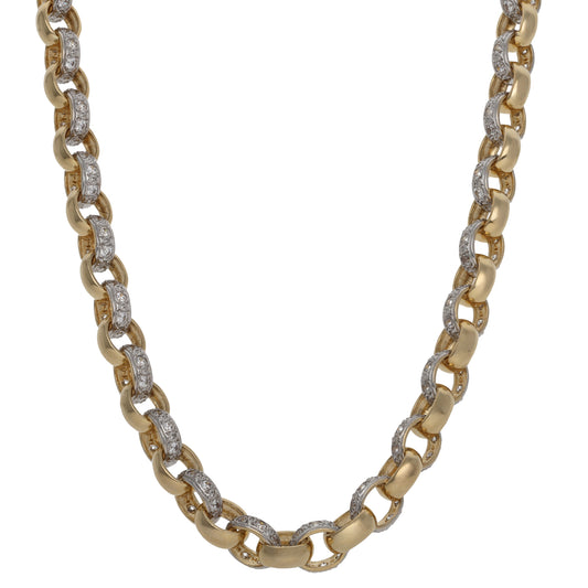 9ct Gold Cubic Zirconia Belcher Chain 24"