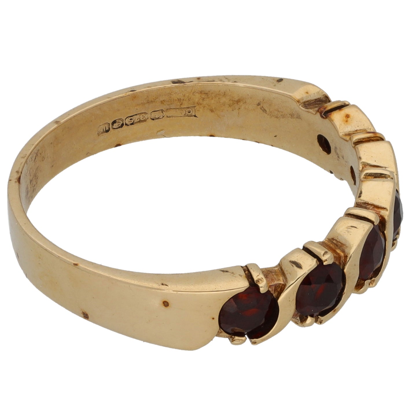 9ct Gold Garnet Half Eternity Ring Size P