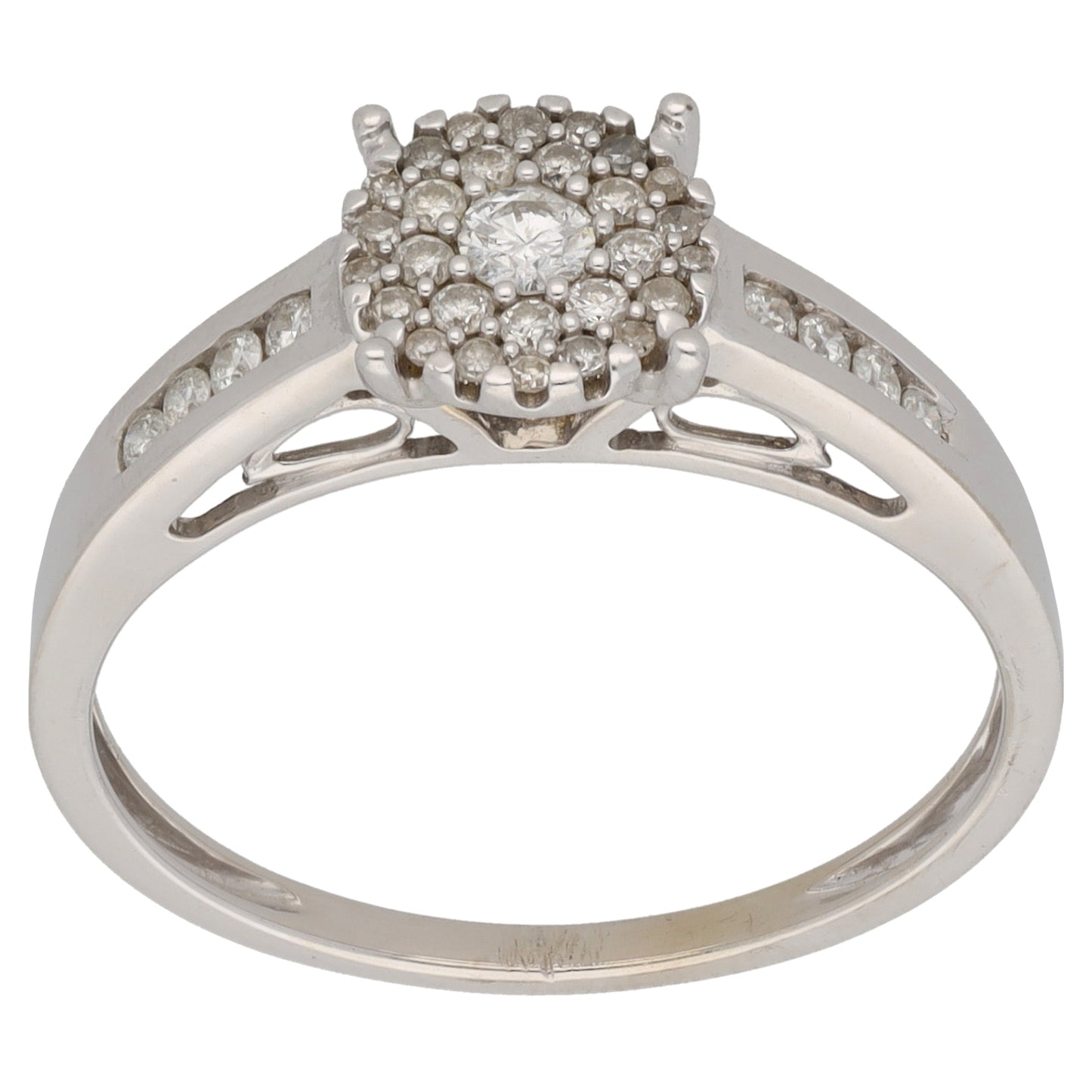 9ct White Gold 0.35ct Diamond Cluster Ring Size P