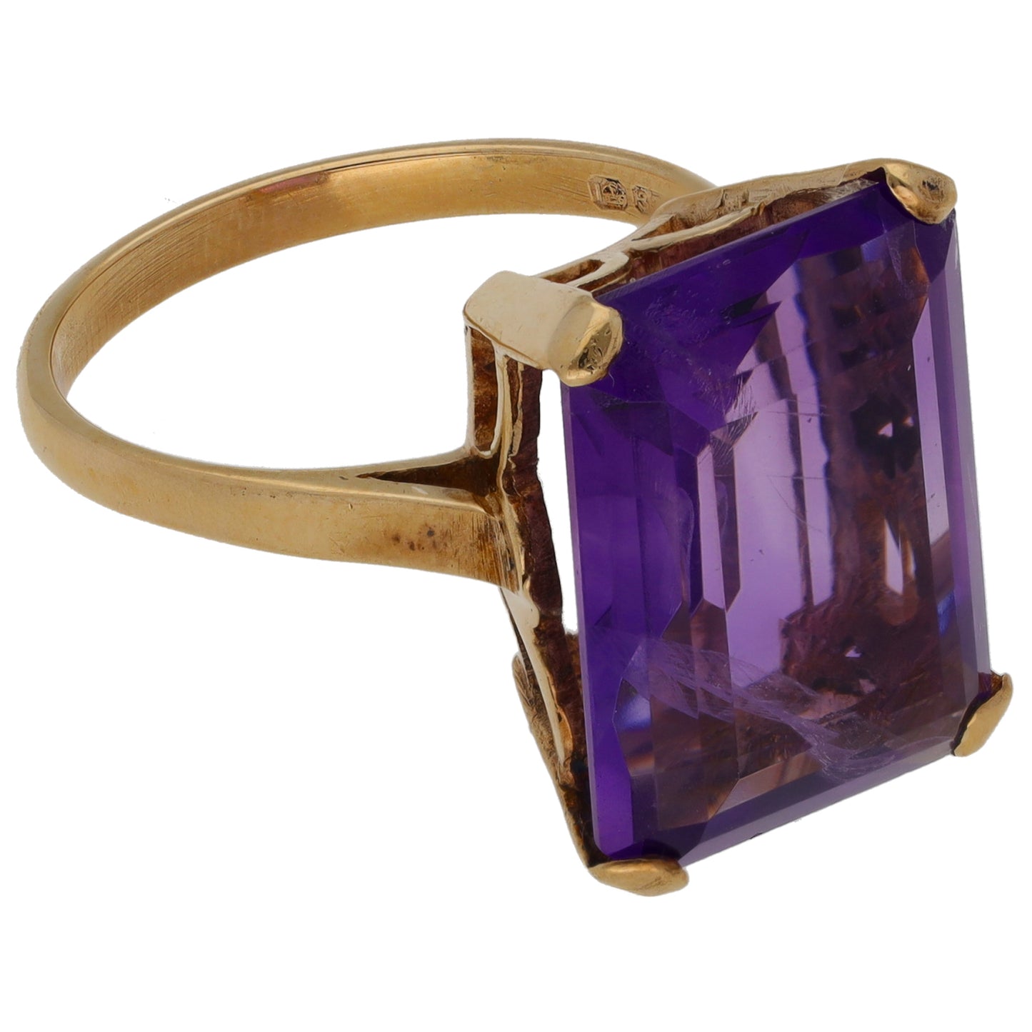 9ct Gold Amethyst Single Stone Ring Size O