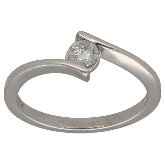 9ct White Gold 0.33ct Diamond Solitaire Ring Size U