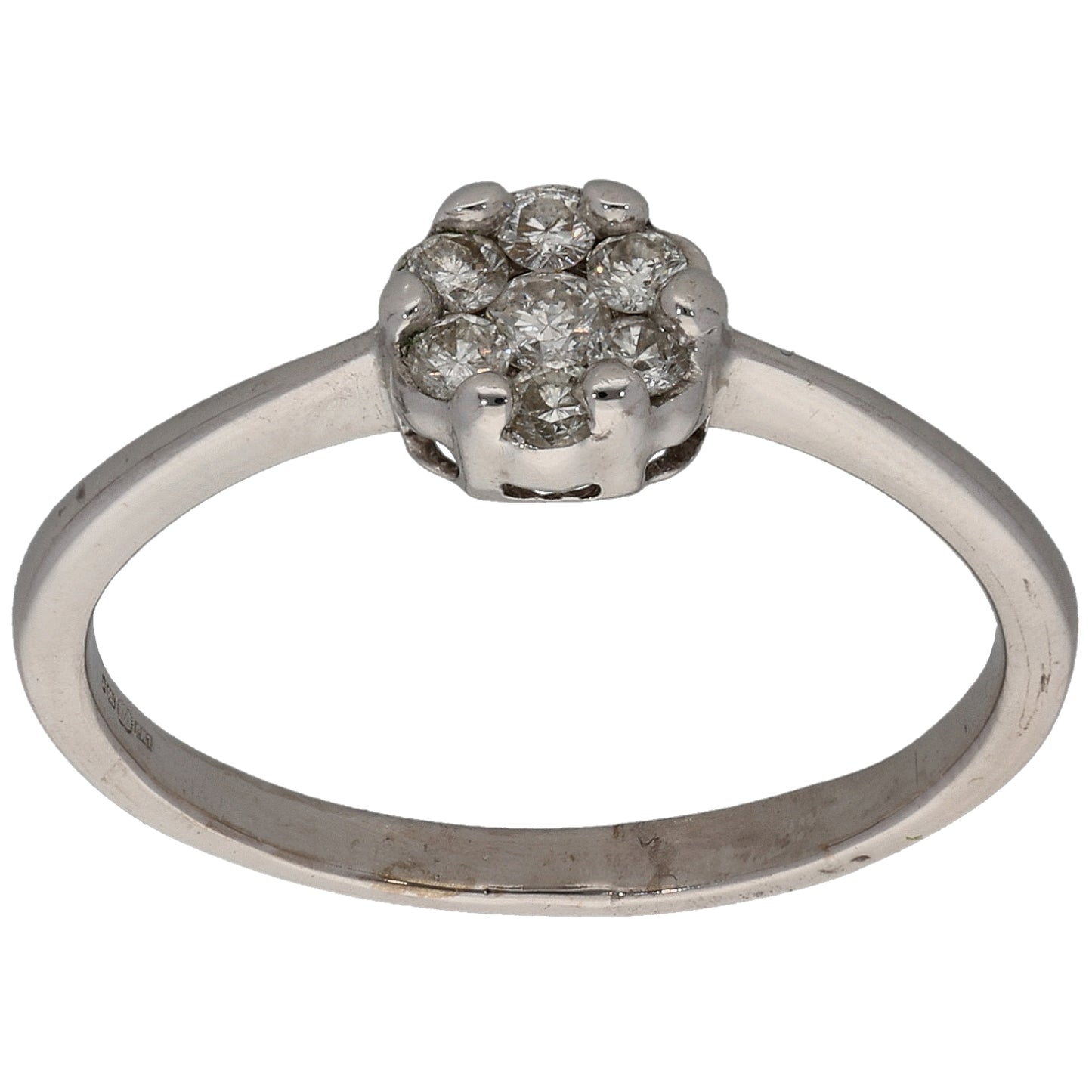9ct White Gold 0.25ct Diamond Cluster Ring Size O
