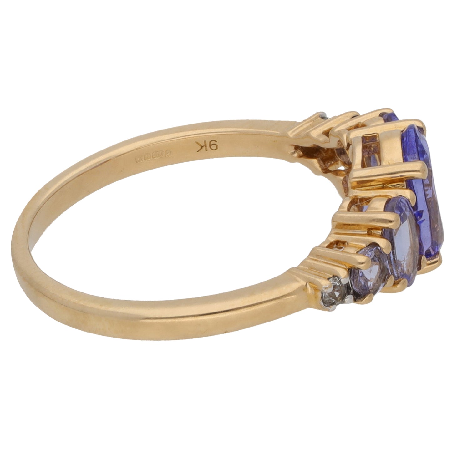 9ct Gold Tanzanite & Sapphire Dress/Cocktail Ring Size L