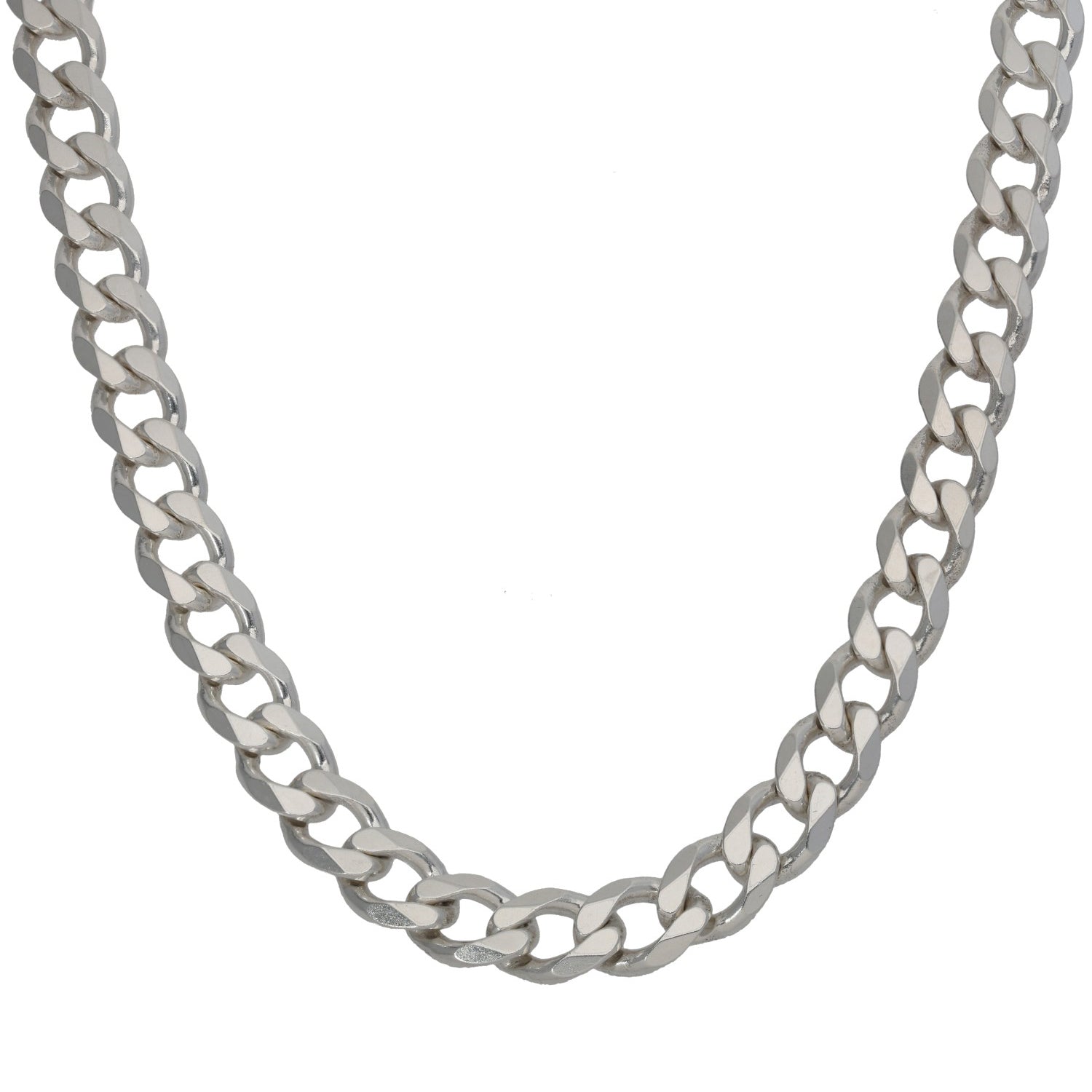 Sterling silver curb chain necklace with interlocking oval links