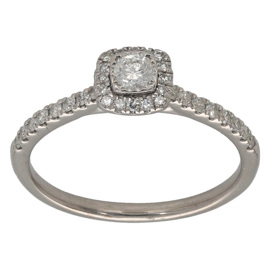 9ct White Gold 0.33ct Diamond Halo Ring Size N