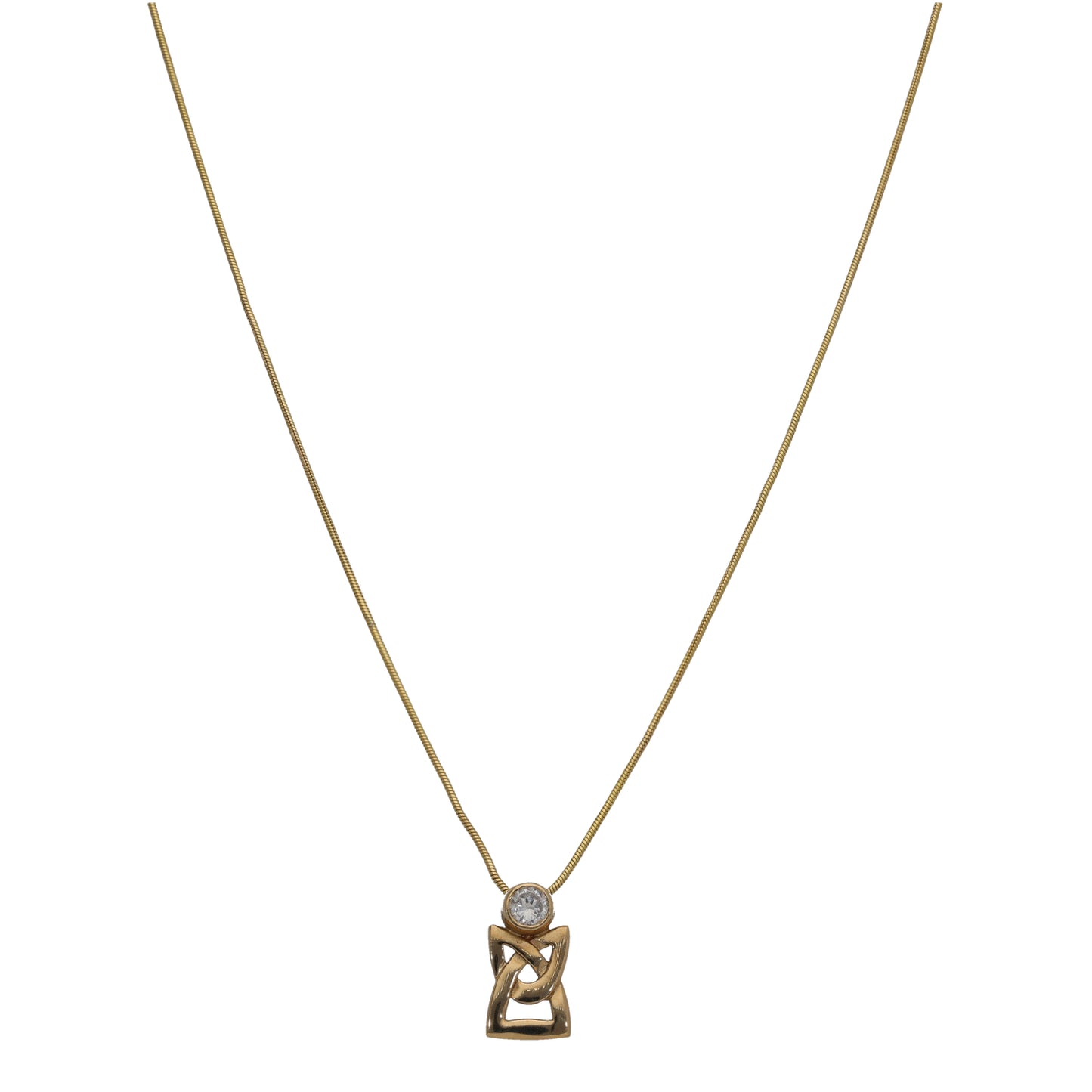 9ct Gold Cubic Zirconia Alternative Pendant With Chain