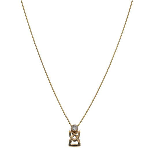 9ct Gold Cubic Zirconia Alternative Pendant With Chain