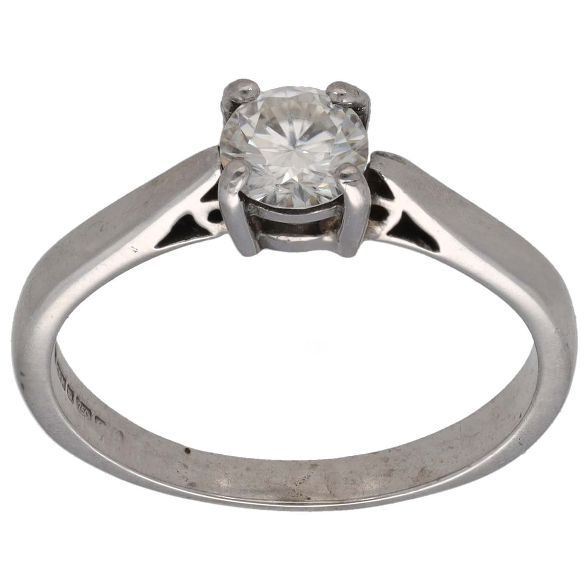18ct White Gold 0.47ct Diamond Solitaire Ring Size M