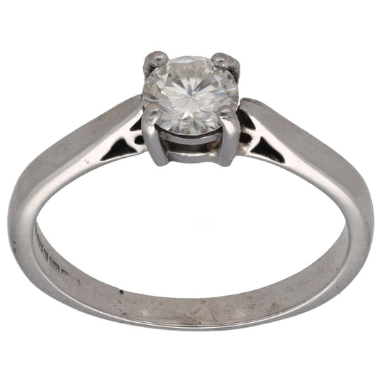 18ct White Gold 0.47ct Diamond Solitaire Ring Size M