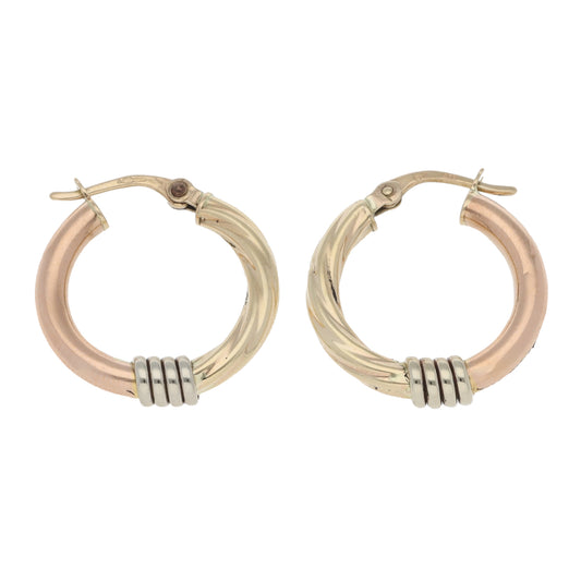 9ct Bicolour Gold Hoop Earrings