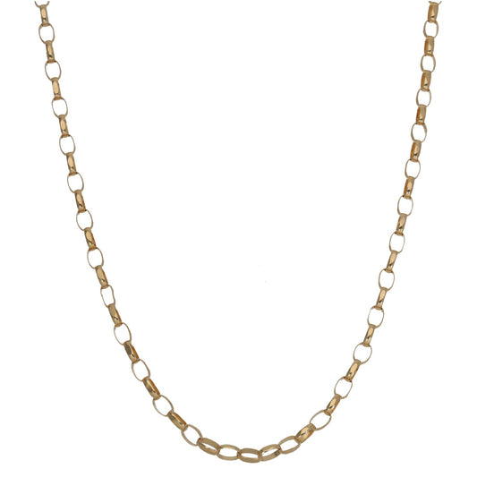 9ct gold belcher chain necklace with oval linked links, 18 inch length