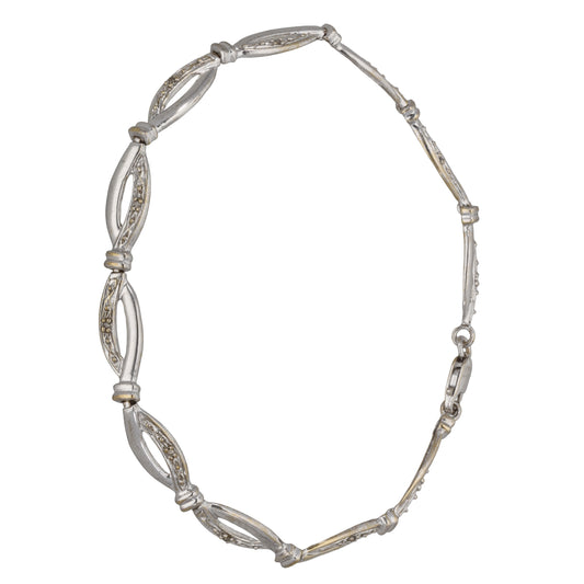 9ct White Gold 0.045ct Diamond Fancy Stone Set Bracelet