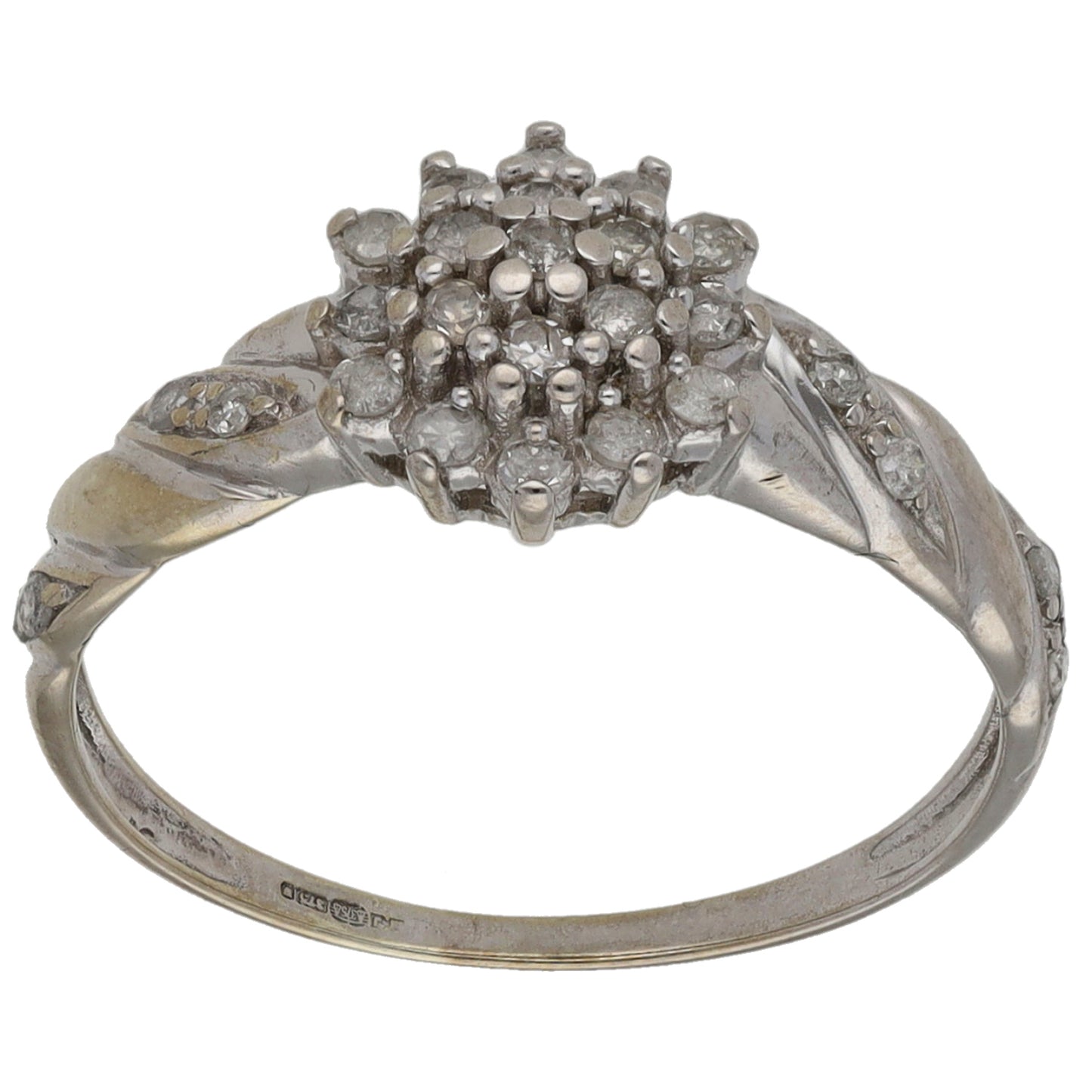 9ct White Gold 0.25ct Diamond Cluster Ring Size N