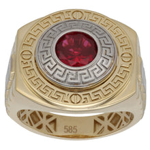 Load image into Gallery viewer, 14ct Bi-Colour Gold Red Stone Signet Ring

