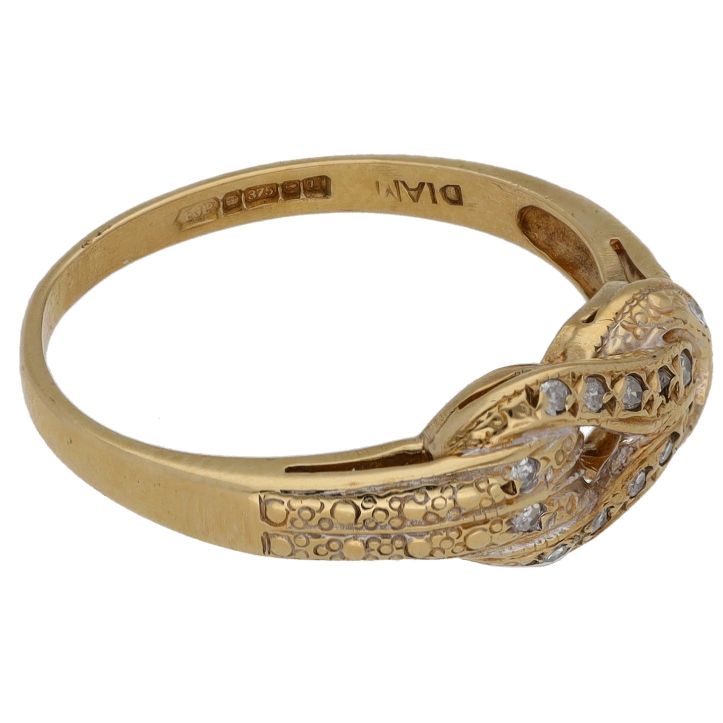 9ct Gold 0.15ct Diamond Knot Ring Size N