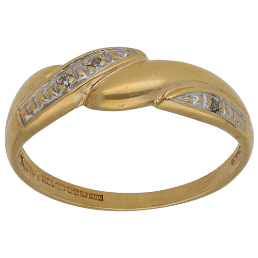 9ct Bicolour Gold 0.015ct Diamond Half Eternity Ring Size P