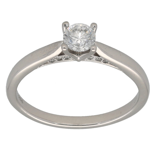 Platinum 0.41ct Diamond Solitaire Ring Size P