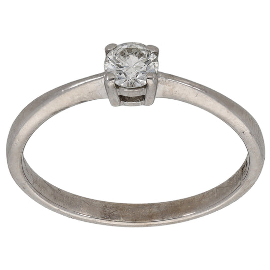 9ct White Gold 0.25ct Diamond Solitaire Ring Size N