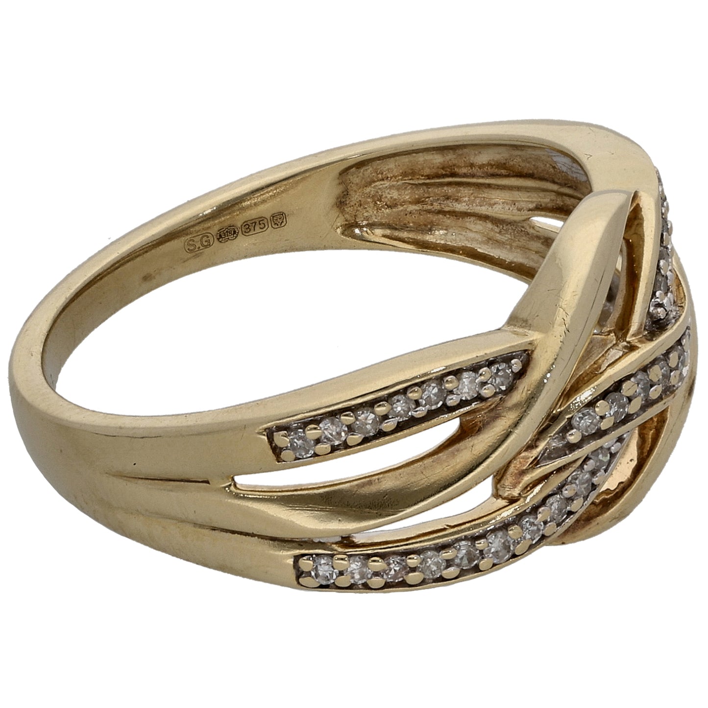 9ct Gold 0.15ct Diamond Dress/Cocktail Ring Size O