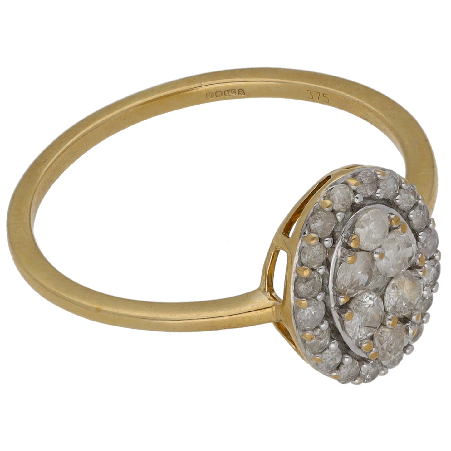 9ct Gold 0.48ct Diamond Cluster Ring Size P