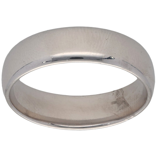 9ct White Gold Plain Wedding Ring Size R