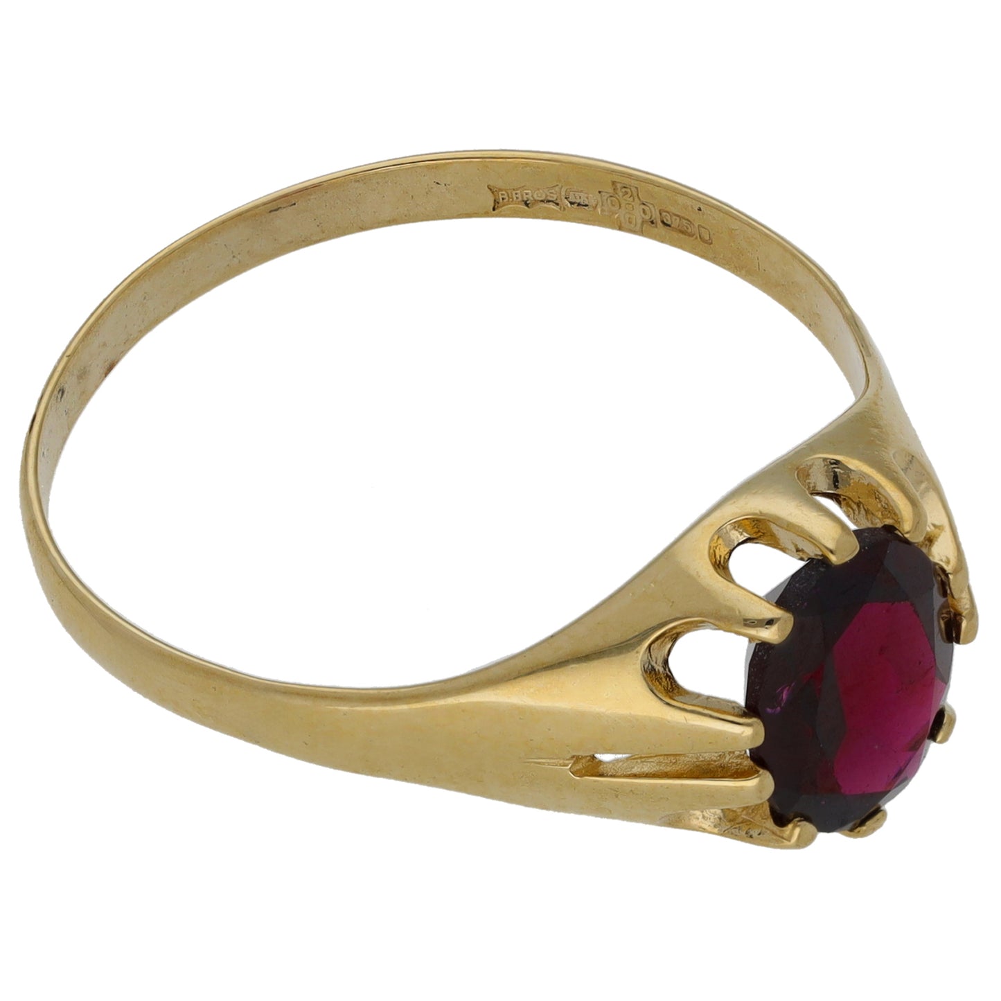 9ct Gold Garnet Single Stone Ring Size X