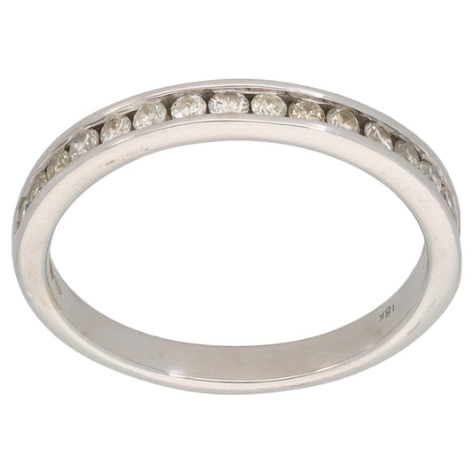 18ct White Gold 0.34ct Diamond Half Eternity Ring Size N