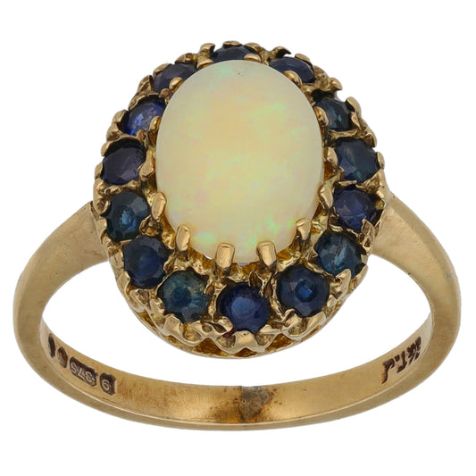 9ct Gold Opal & Sapphire Dress/Cocktail Ring Size K