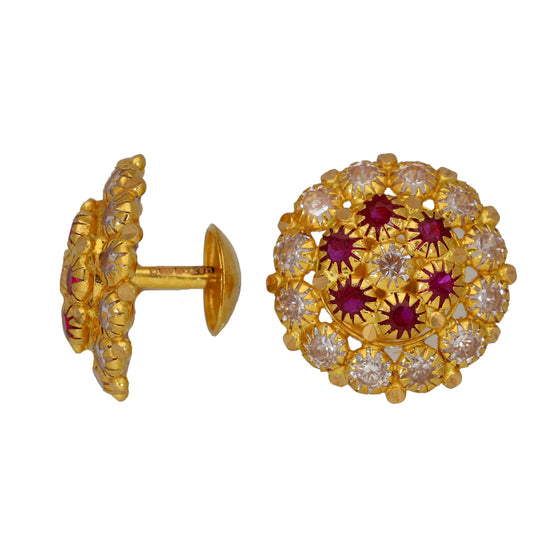 22ct Gold Imitation Gems Stud Earrings