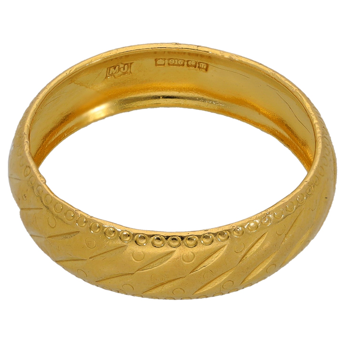 22ct Gold Patterned Wedding Ring Size M
