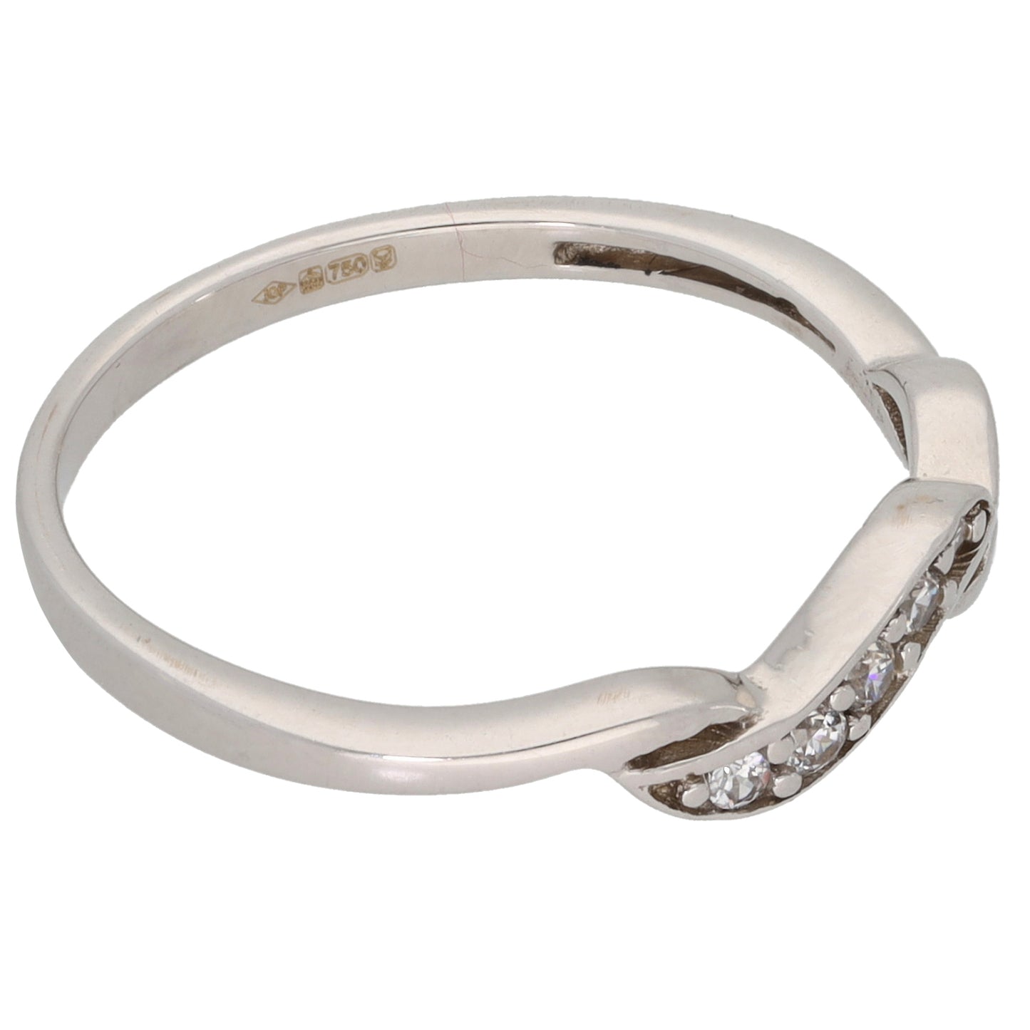 18ct White Gold 0.10ct Diamond Half Eternity Ring Size Q