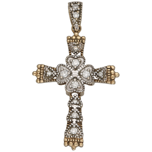 9ct Gold 0.23ct Diamond Cross Pendant