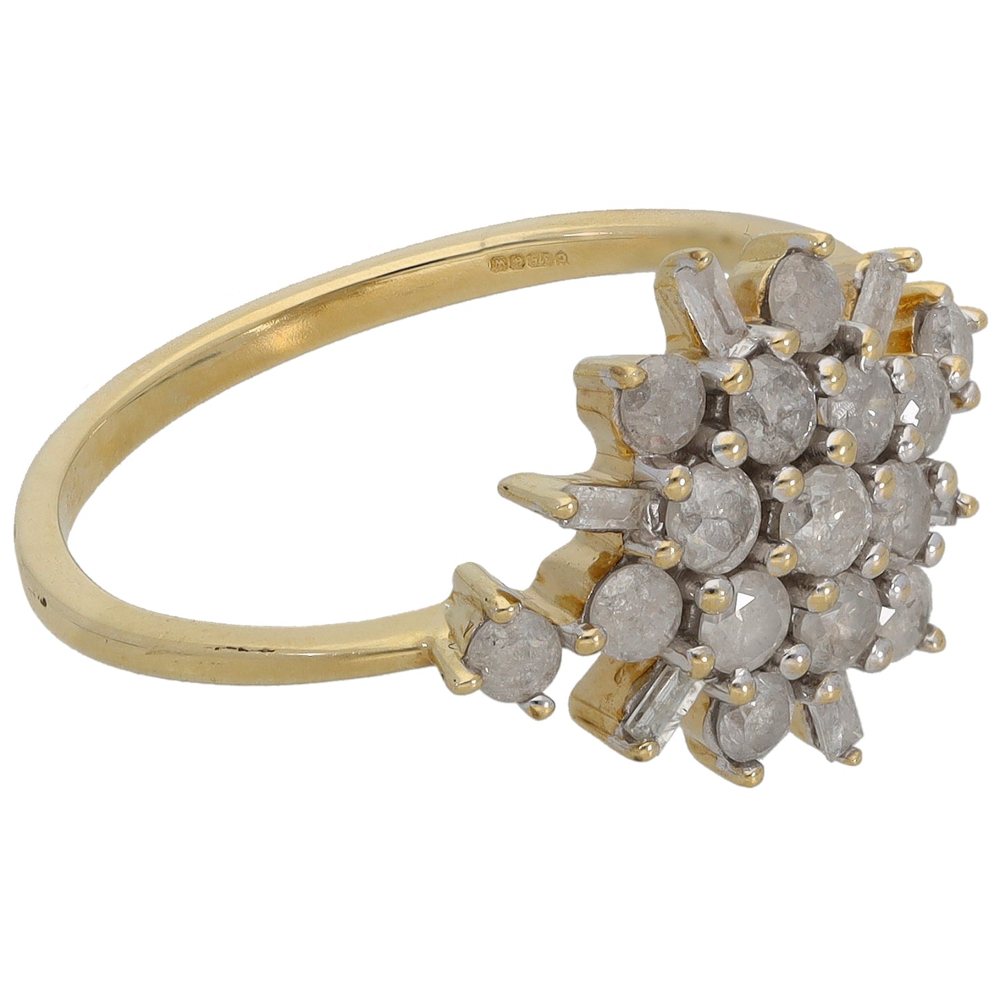 9ct Gold 0.81ct Diamond Cluster Ring Size P