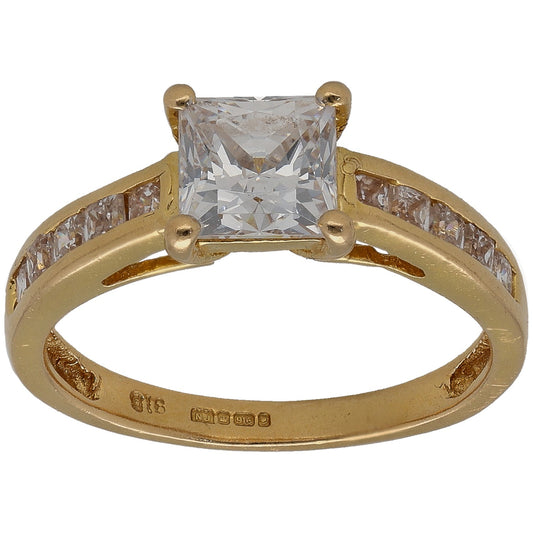 22ct Gold Cubic Zirconia Single Stone Ring With Accents Size N