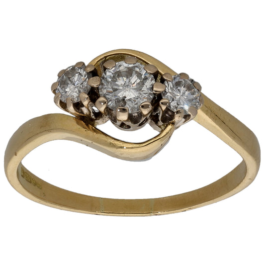 18ct Gold 0.34ct Diamond Trilogy Ring Size M