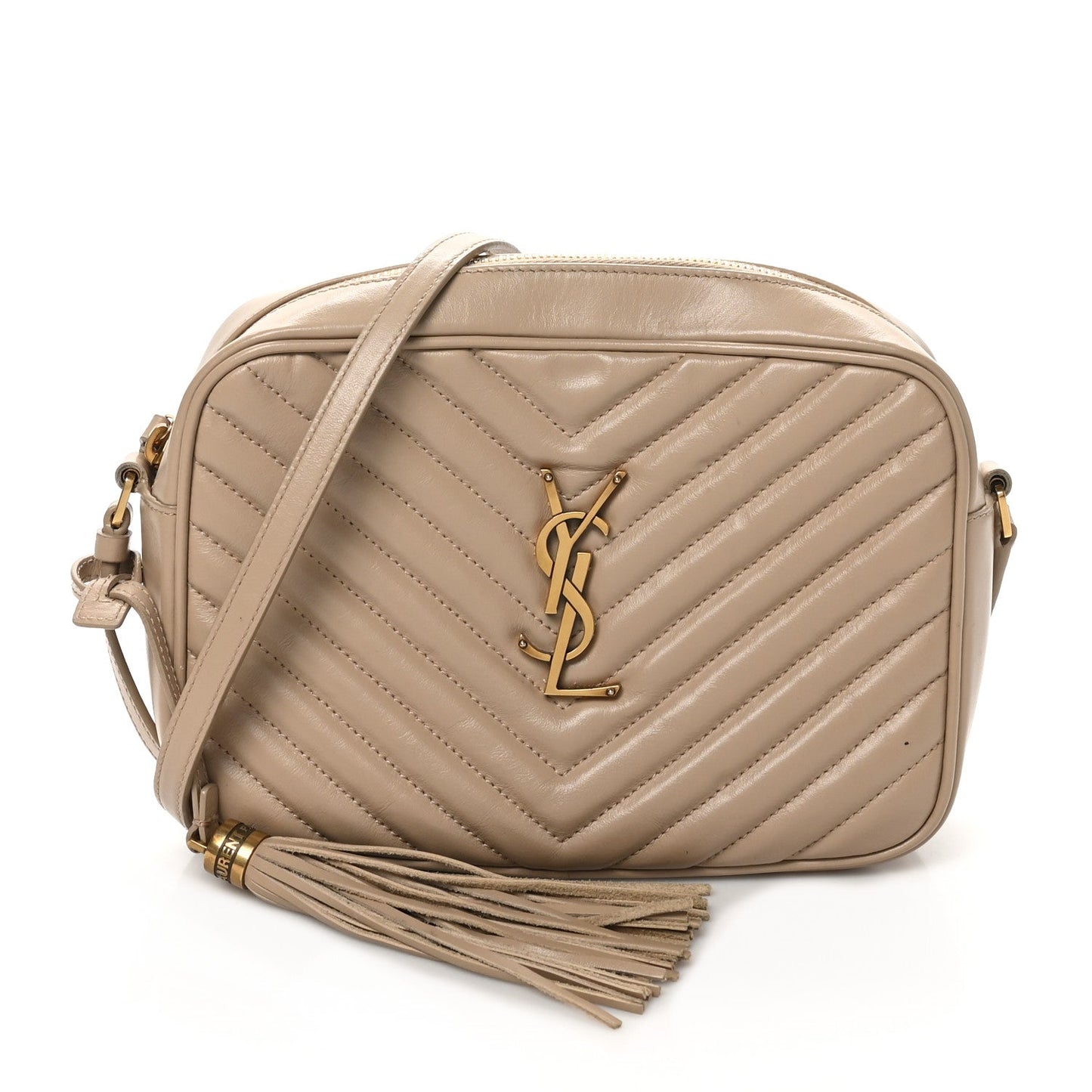 Yves Saint Laurent Lou Camera Calfskin Leather Bag - Dark Latte