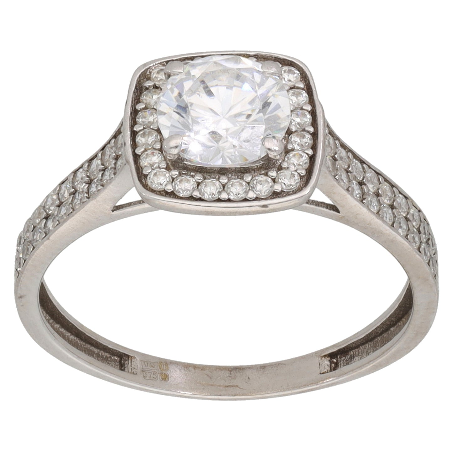 9ct White Gold Cubic Zirconia Dress/Cocktail Ring Size N