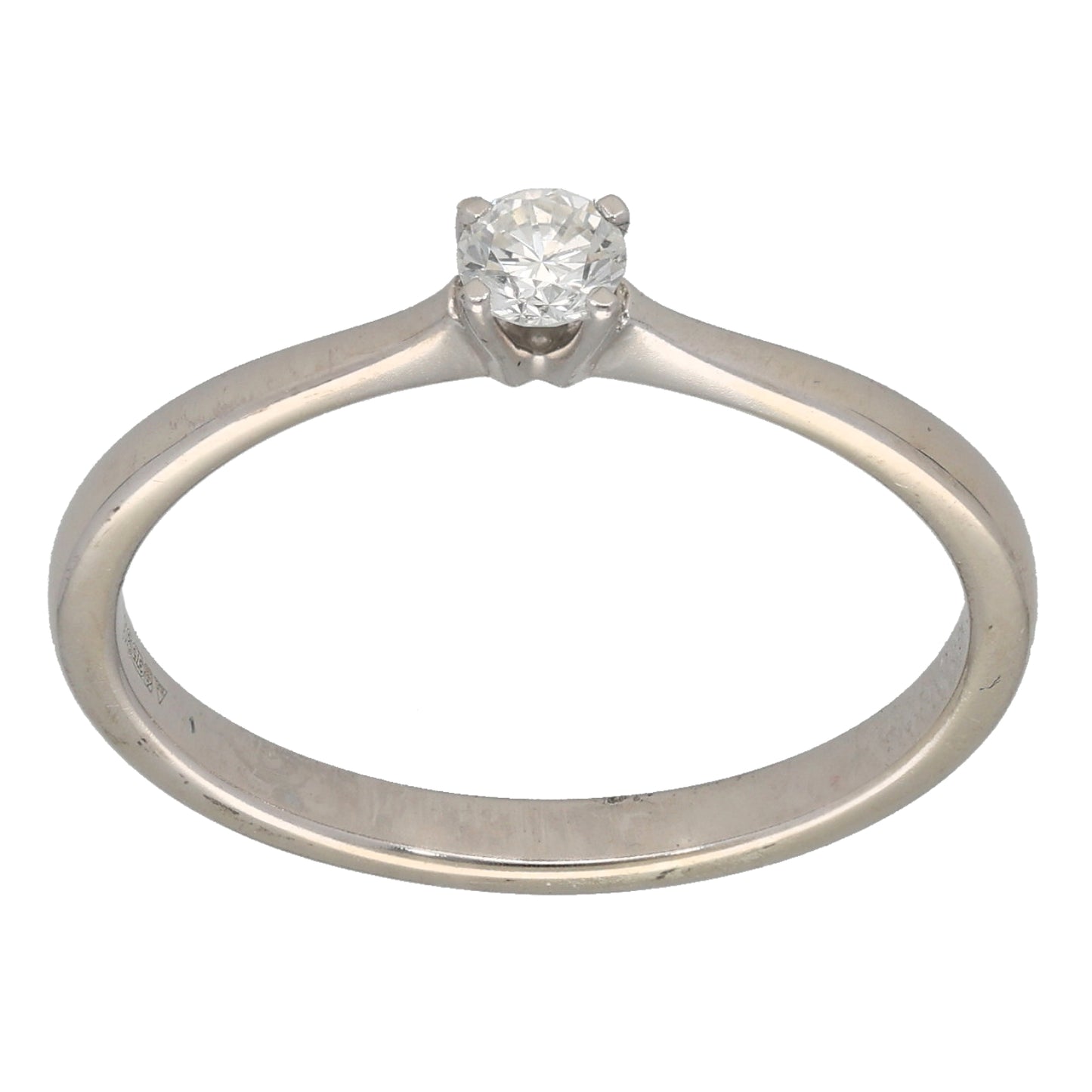 9ct White Gold 0.15ct Diamond Solitaire Ring Size Q
