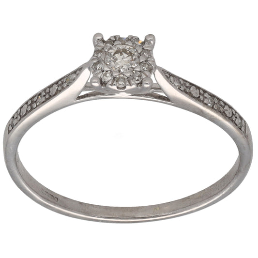 9ct White Gold 0.15ct Diamond Dress/Cocktail Ring Size O