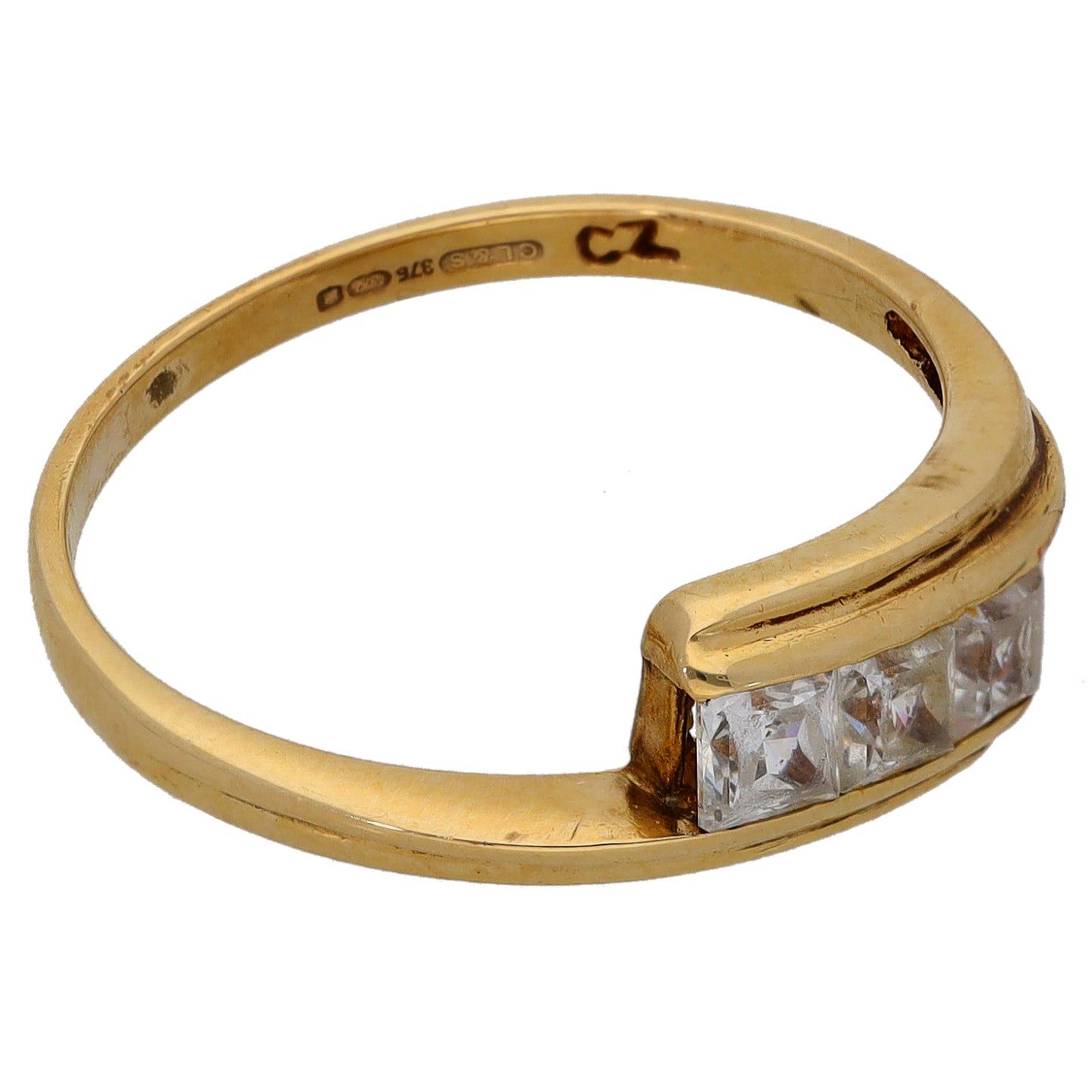 9ct Gold Cubi Zirconia Trilogy Ring Size N