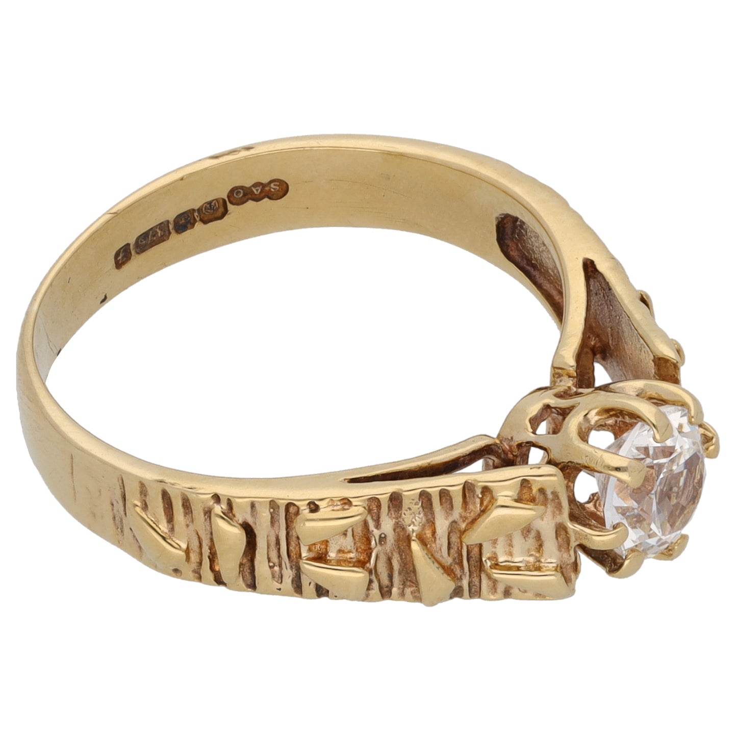 9ct Gold Cubic Zirconia Single Stone Ring Size L