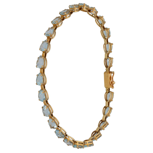 9ct Gold Aquamarine Line/Tennis Bracelet