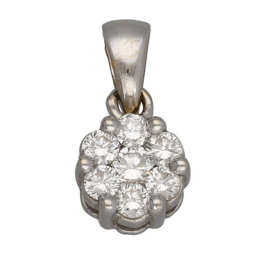 18ct White Gold 0.40ct Diamond Cluster Pendant