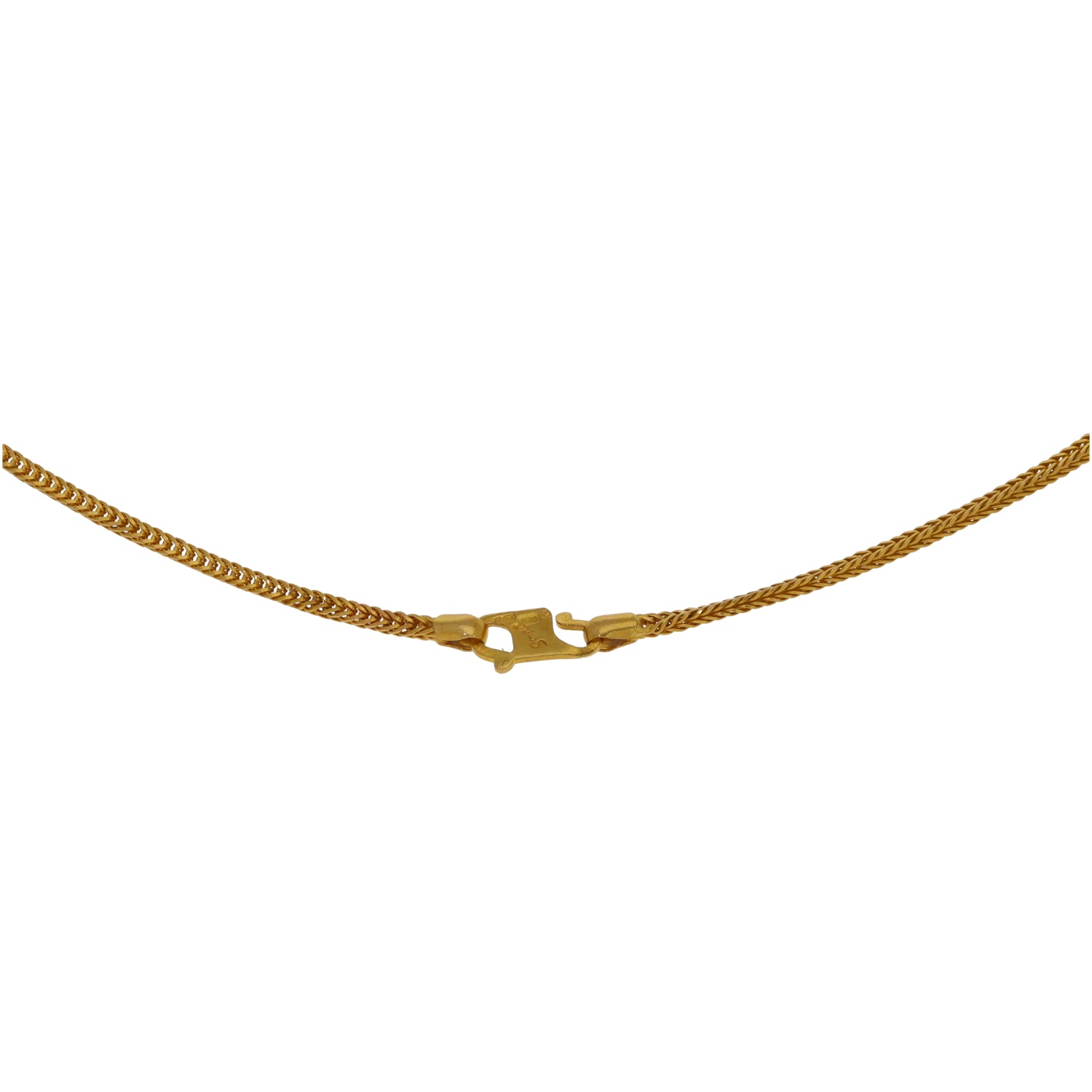 22ct Rope chain necklace with gold clasp and loop, 20-inch length
