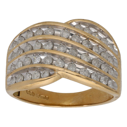 9ct Gold 0.86ct Diamond Dress/Cocktail Ring Size O