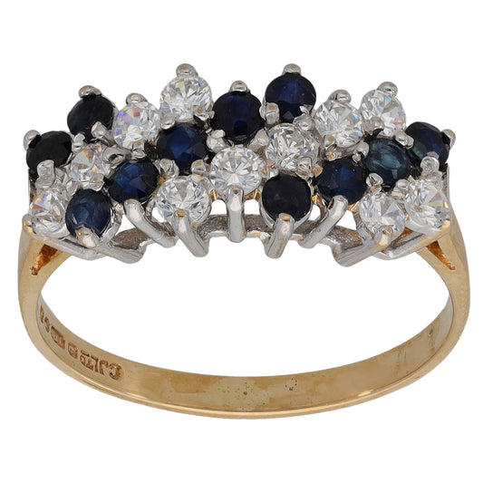 9ct Gold Sapphire & Cubic Zirconia Dress/Cocktail Ring Size P