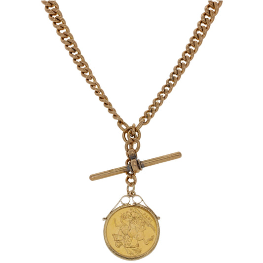 9ct Gold Full Sovereign Coin Pendant With Chain