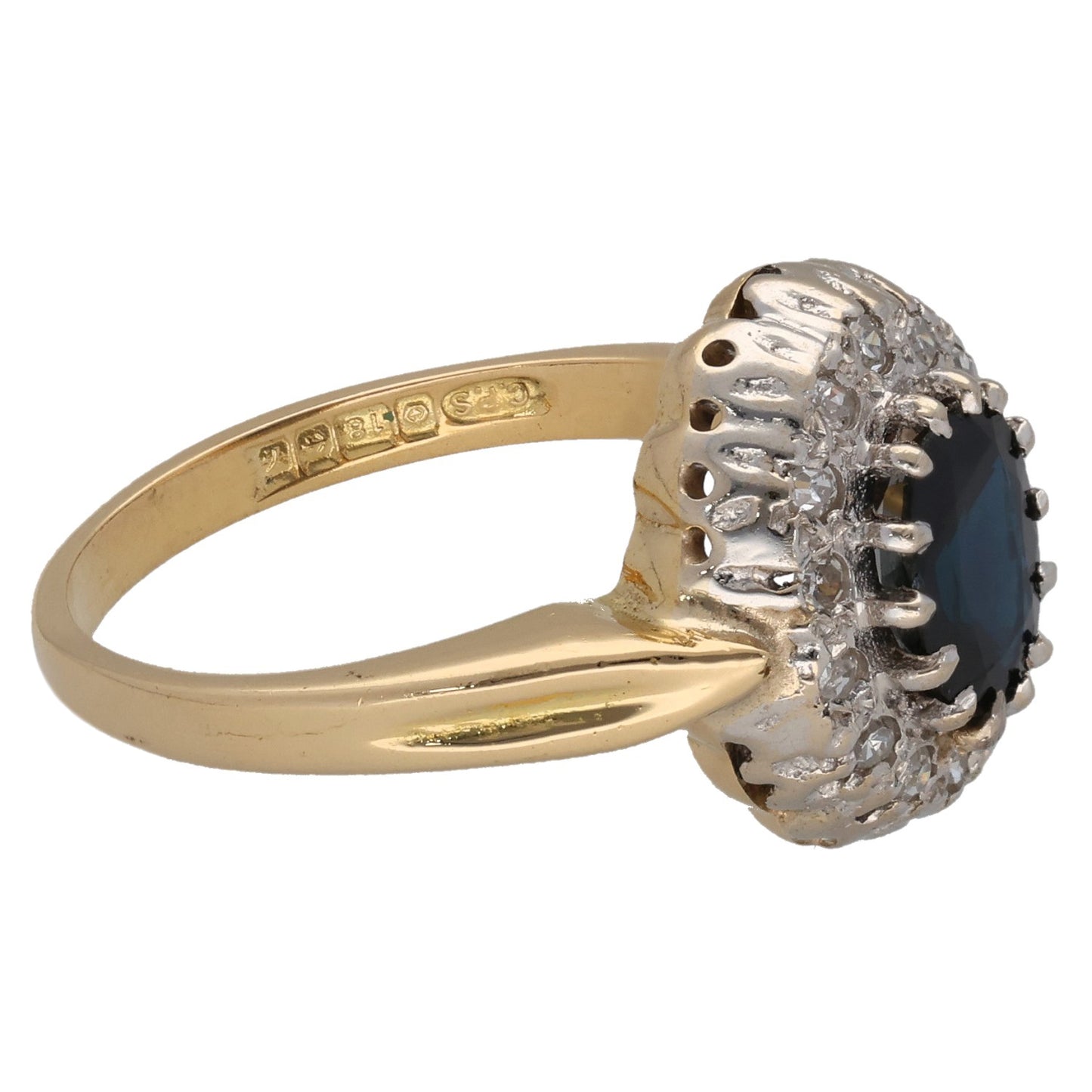 18ct Gold 0.14ct Diamond & Sapphire Dress/Cocktail Ring Size P