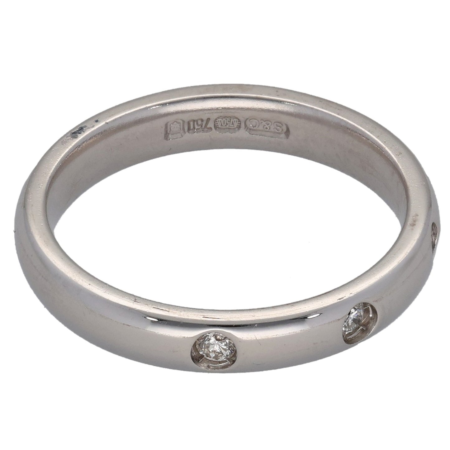 18ct White Gold 0.12ct Diamond Trilogy Ring Size K