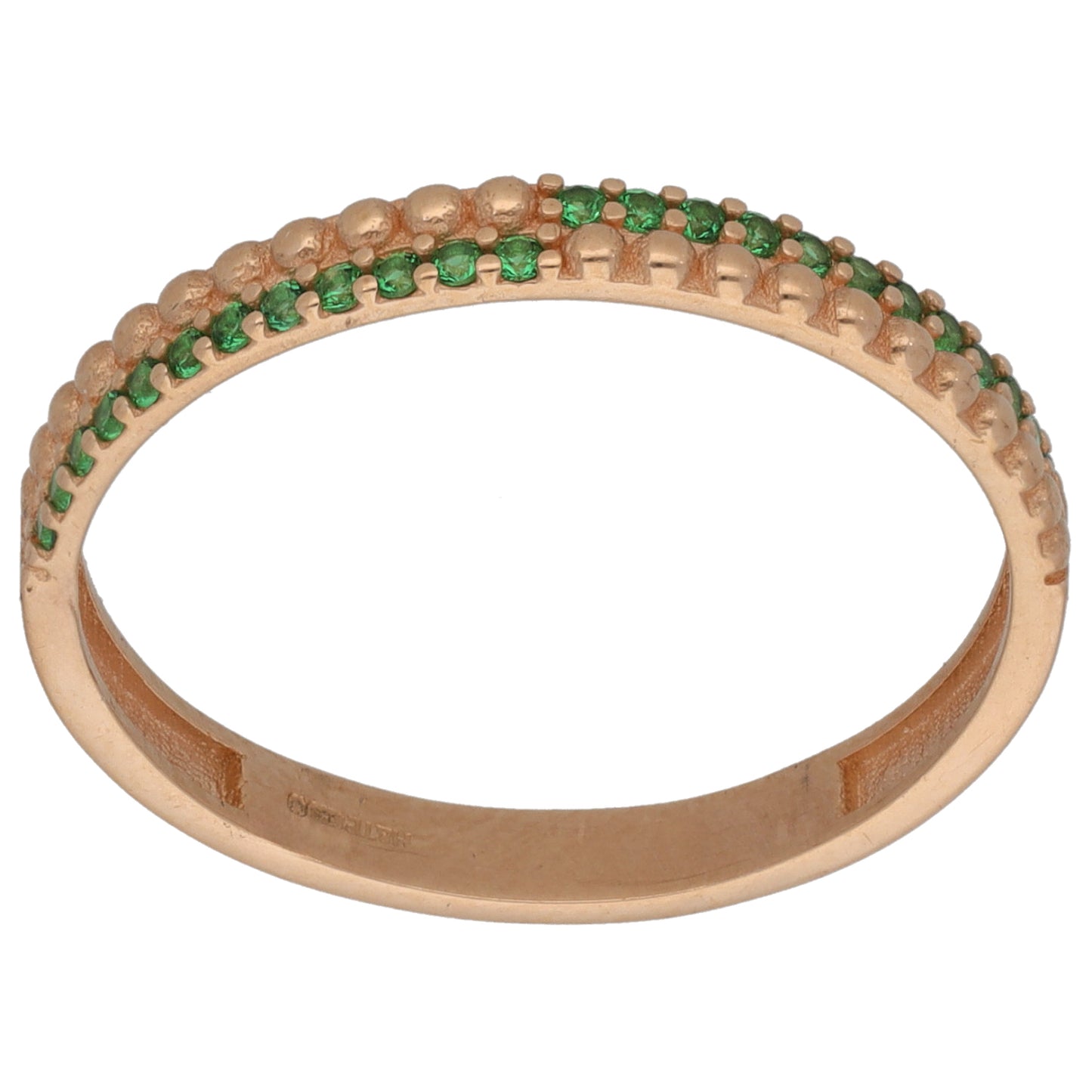 14ct Rose Gold Imitation Gems Half Eternity Ring Size R